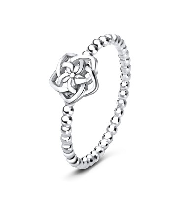 Minimal Floral Twisted Silver Ring NSR-3183